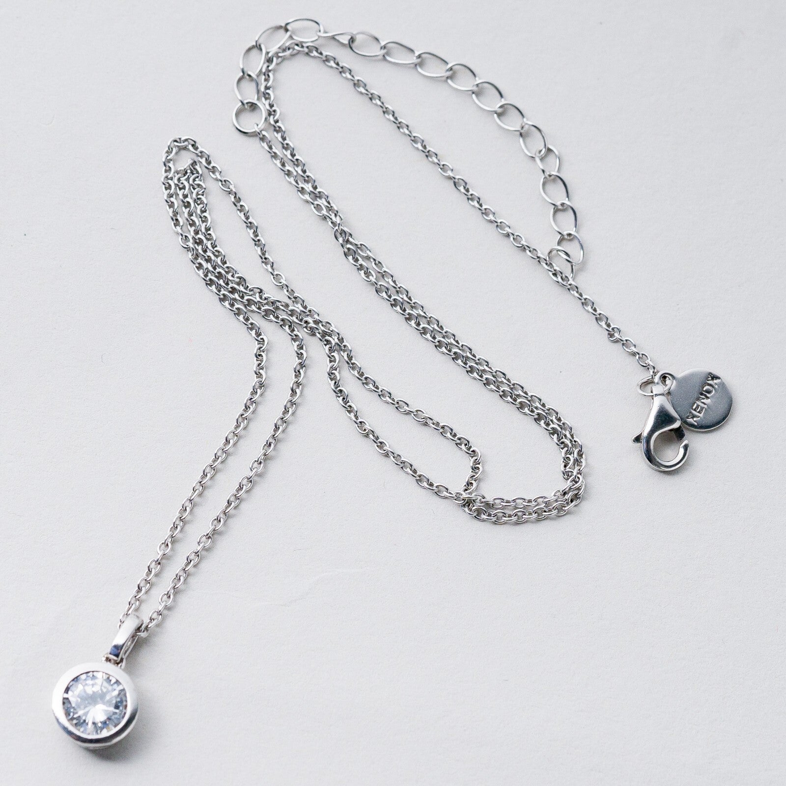 Xenox Silber Ankerkette 40 cm 925 Weißer Stein 2,95 g1