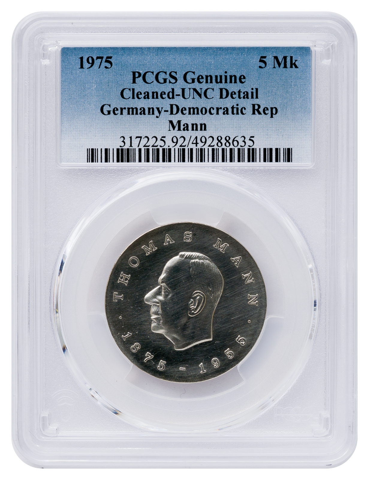 5 Mark DDR 1975 Thomas Mann PCGS UNC Detail1