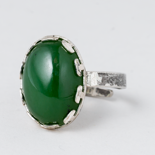 Ring Grüner Stein 5,97 g 925er Silber Größe flexibel0