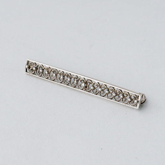 Silber Brosche Spange 835 Floral Filigran 1,92 g0