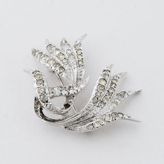 Silber Brosche 925 Weiße Steine 9 g0
