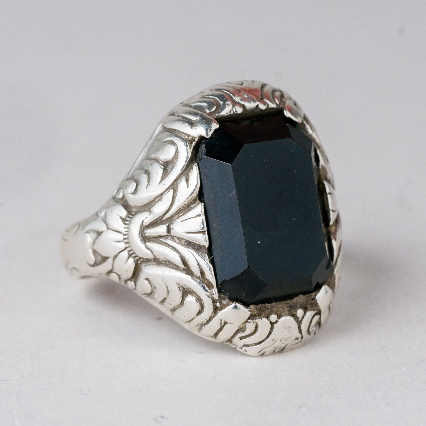 Silber Ring Schwarzer Stein Größe 63 (20,0 mm Ø) 7,2 g6