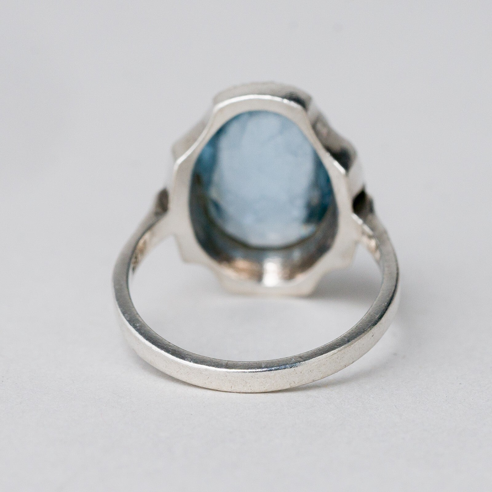 Silber Ring 835 Blauer Stein Größe 56 (17,8 mm Ø) 5,15 g3