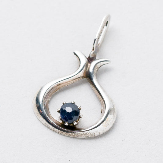 Anhänger 925 Silber Blauer Stein 1,9 cm 0,44 g0