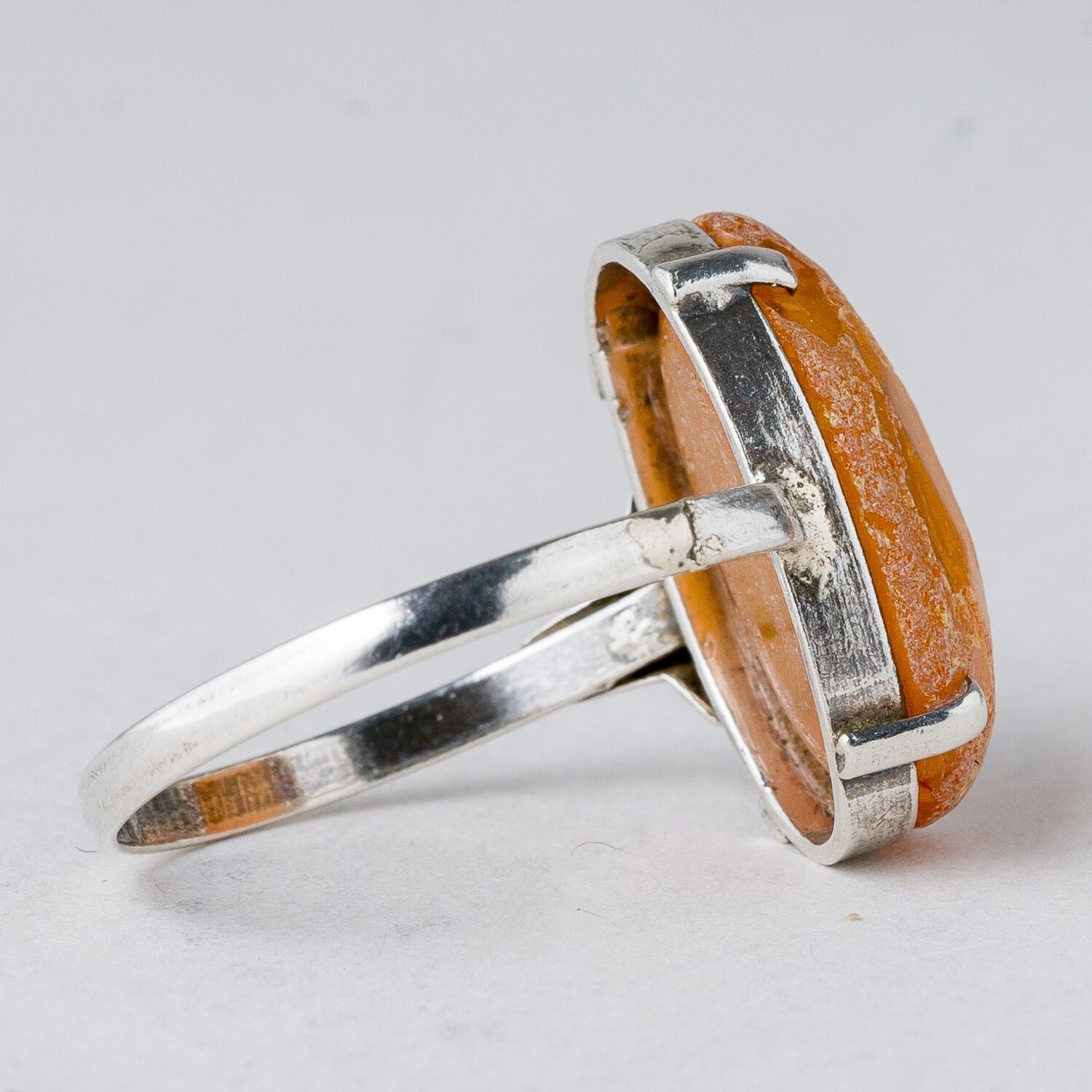 Silber Ring 830 Oranger Stein Größe 54 (17,2 mm Ø) 1,76 g2