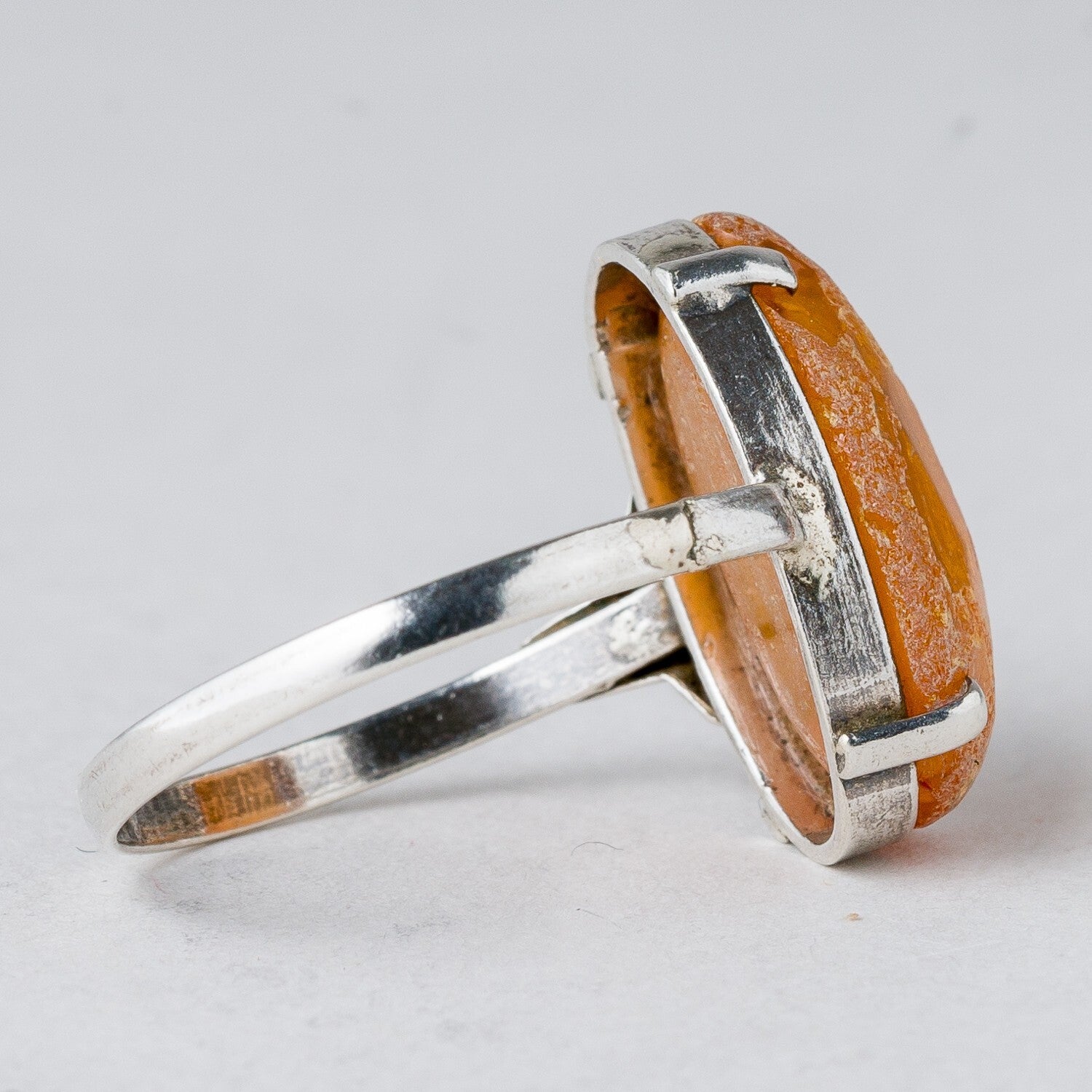 Silber Ring 830 Oranger Stein Größe 54 (17,2 mm Ø) 1,76 g2