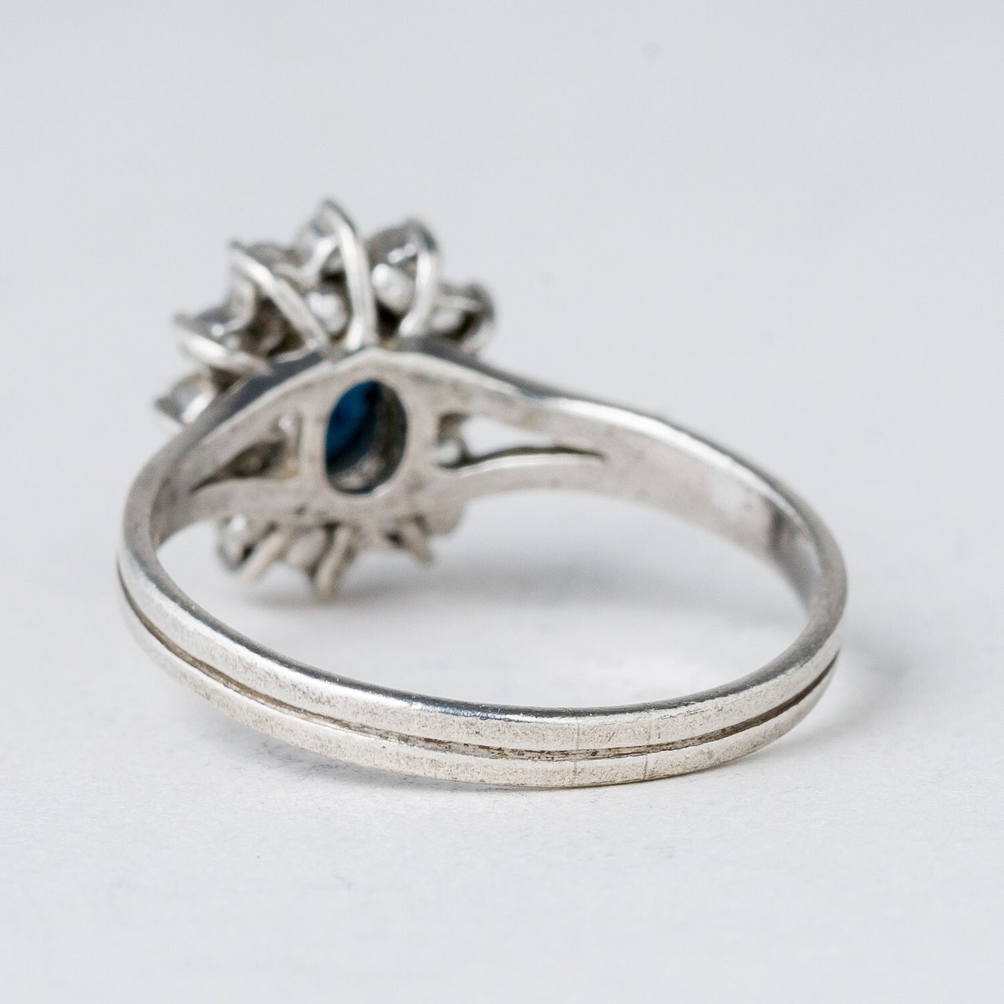 Silber Ring 925 Blauer Stein Größe 57 (18,1 mm Ø) 2,86 g3
