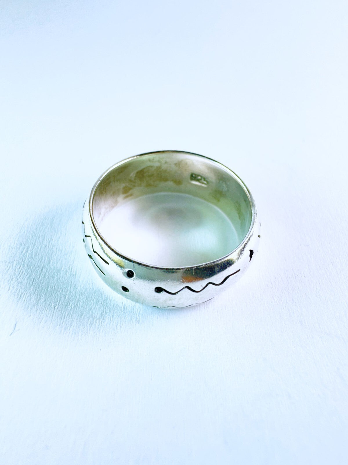 Silberring 925er Sterling Silber mit Mustern Größe 55 (17,5 mm Ø) 5,55 g1