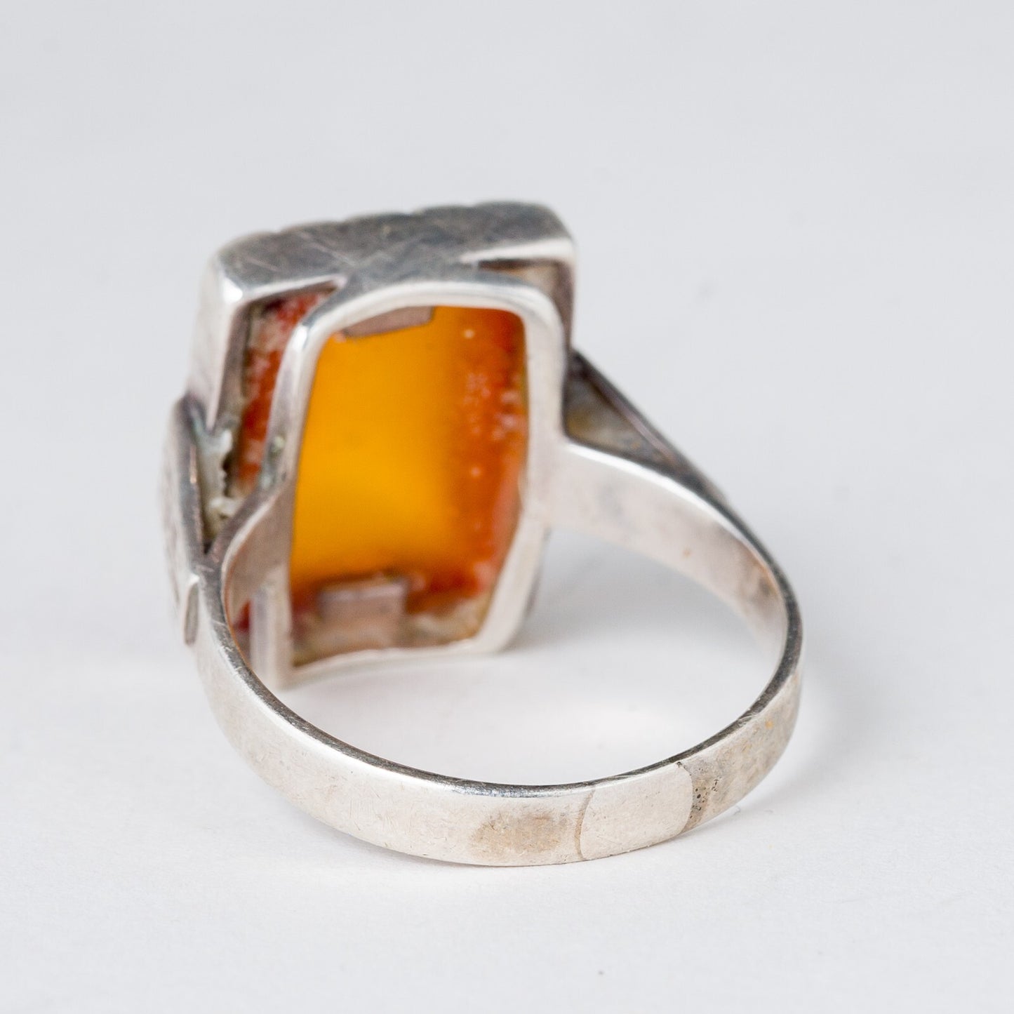 Silber Ring 835 Bernstein Größe 60 (19,1 mm Ø) 5,49 g3