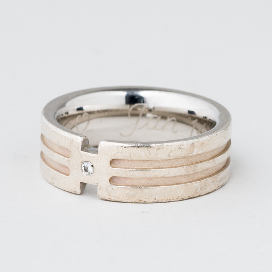 Ring Steinbesatz Gravur innen 6,44 g 925er Silber Größe 50 (15,9 mm Ø)0