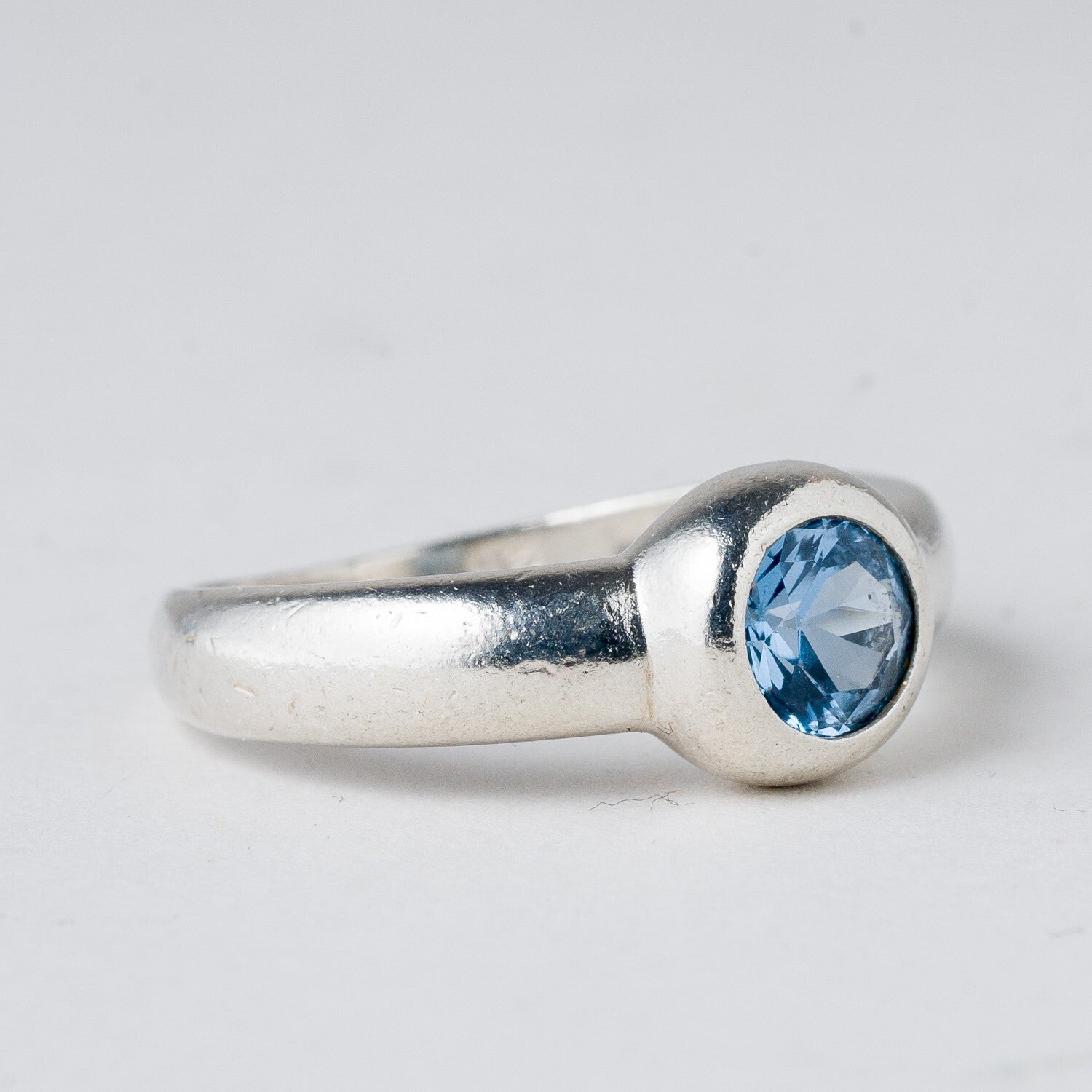 Silber Ring 925 Blauer Stein Größe 58 (18,4 mm Ø) 3,78 g1