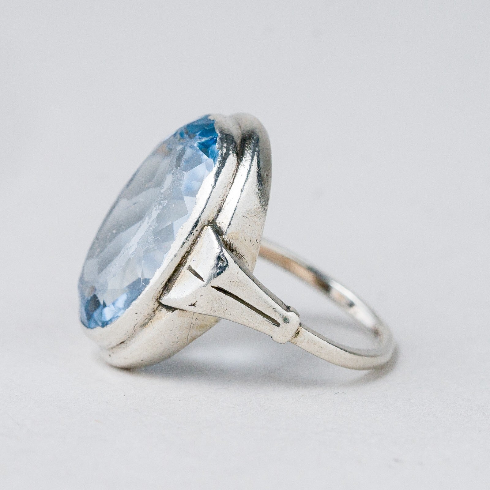 Ring Silber 835 Blauer Stein Größe 54 (17,2 mm Ø) 6,45 g1