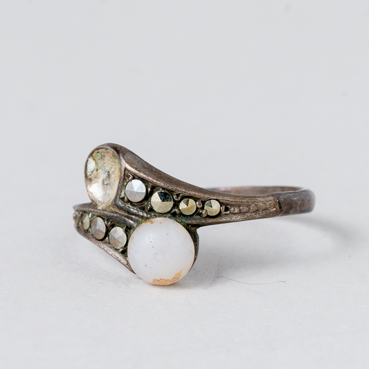 Ring Perle 835er Silber 2,11 g Größe 53 (16,8 mm Ø)0