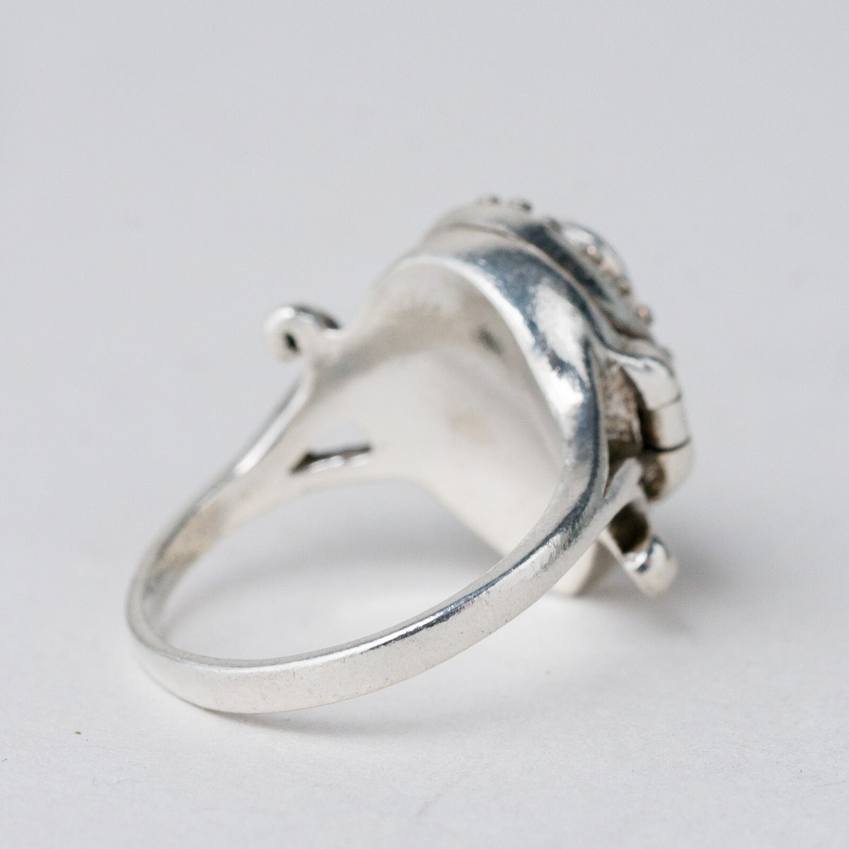 Silber Ring 925 Medaillon Schwarzer Stein Größe 53 (16,8 mm Ø) 4,79 g4