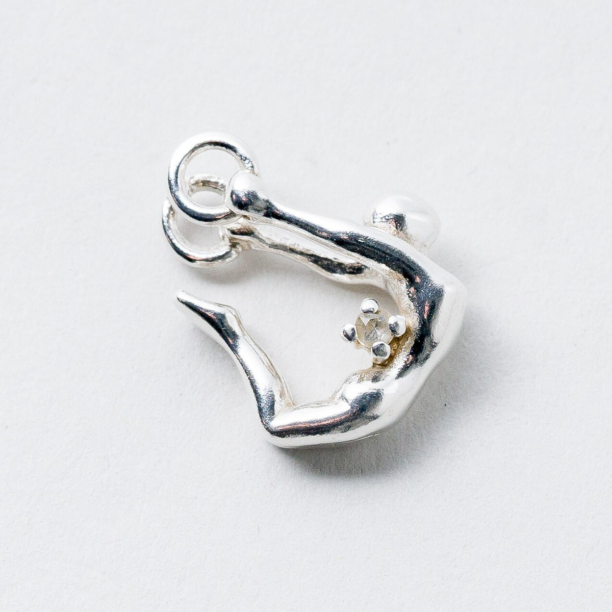 Anhänger 835 Silber Weißer Stein 1,6 cm 2,17 g3