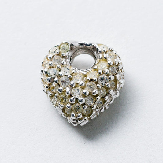 Anhänger Silber Herz Weiße Steine 1,5 cm 3,97 g0
