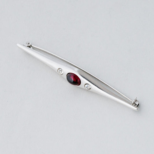 Silber Brosche Spange 925 Roter Stein und Weiße Stein 6,12 g0