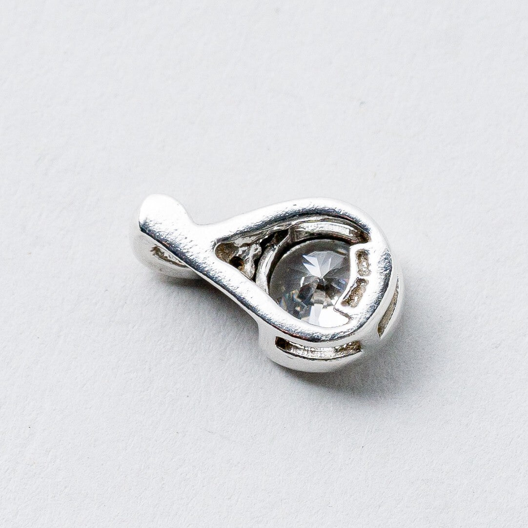 Silber Anhänger Weiße Steine 1,3 cm 1,26 g6