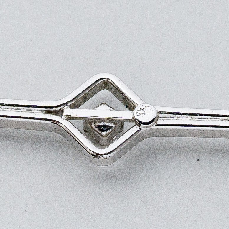 Silber Brosche Spange 835 Weißer Stein 5,21 g3