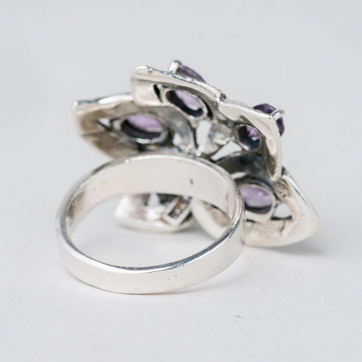 Silber Ring 925 Lila Steine Größe 51 (16,2 mm Ø) 6,78 g3