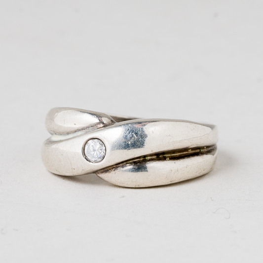 Ring Weißer Stein 925er Silber 5,28 g Größe 56 (17,8 mm Ø)0