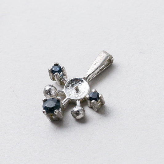 Silber Anhänger Kettenanhänger 925 Blaue Steine Ohne Perle 1,7 cm 1,19 g0