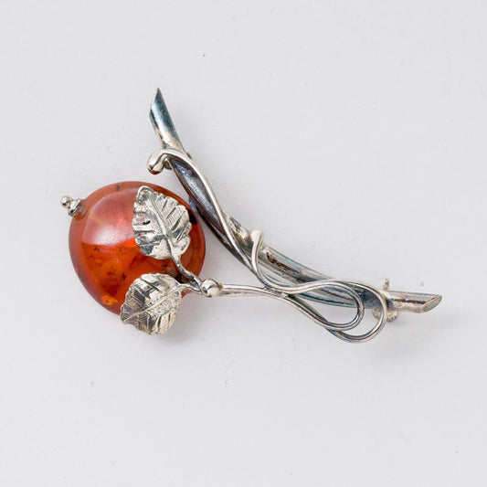Silber Brosche Spange 925 Bernstein 7,22 g0