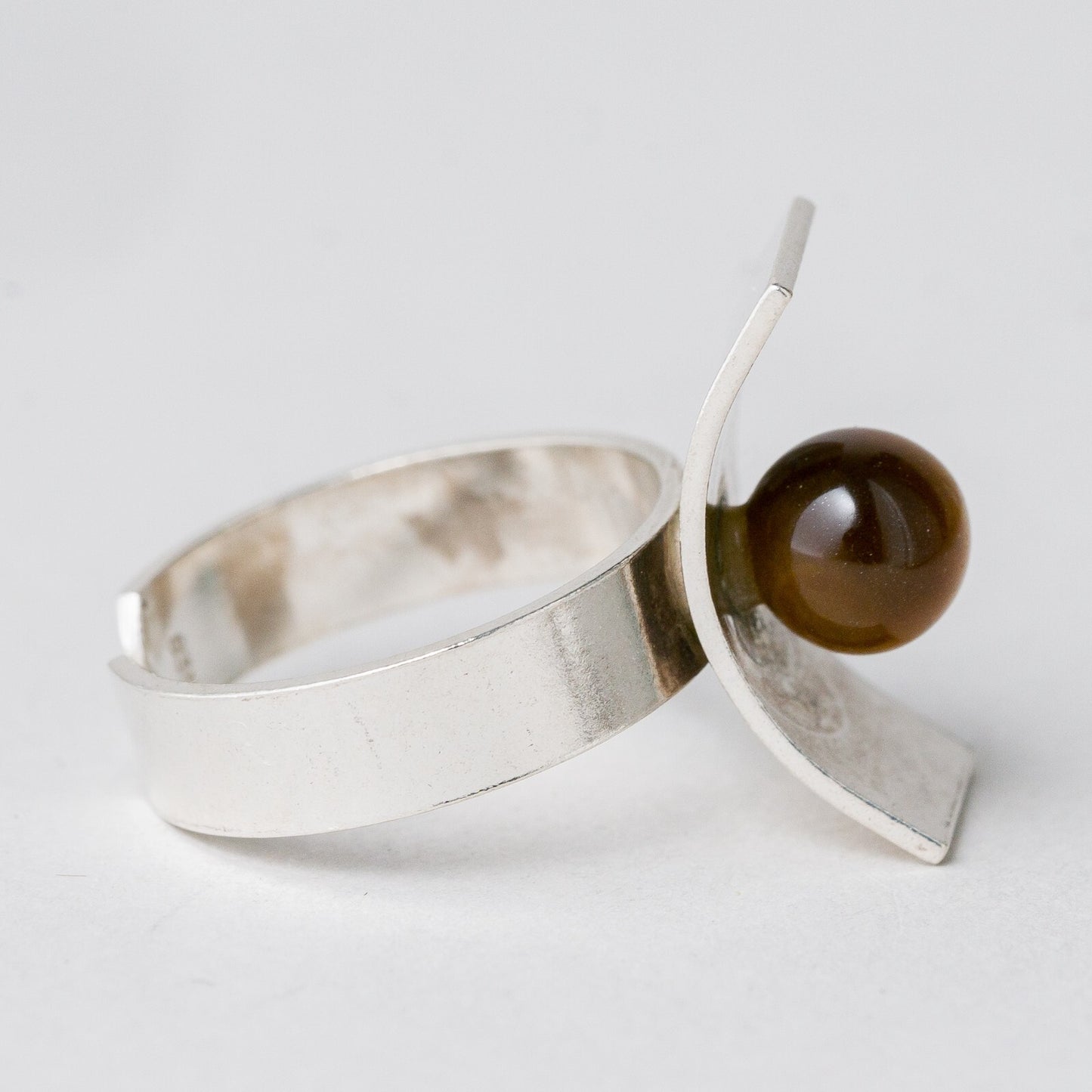 Silber Ring 835 Tigerauge Größe flexibel ca. 53 4,61 g3
