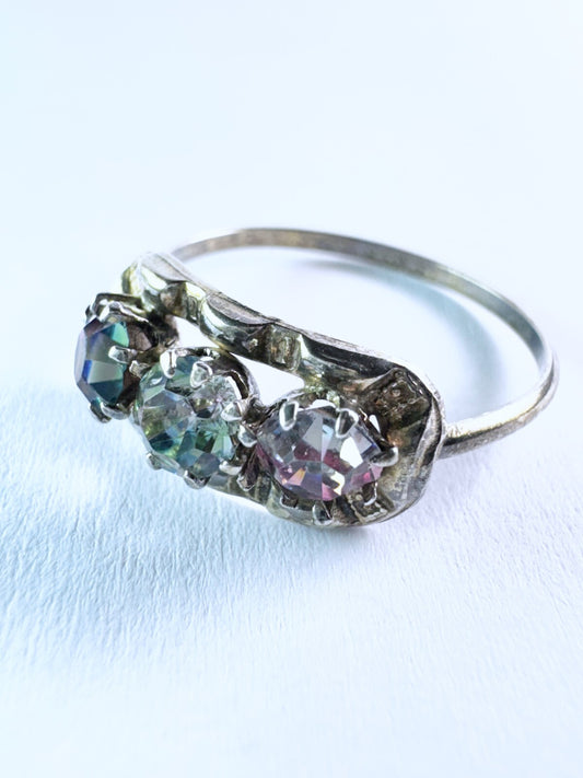 Silberring 830er Silber mit Farbsteinen Größe 56 (17,8 mm Ø) 1,35 g0