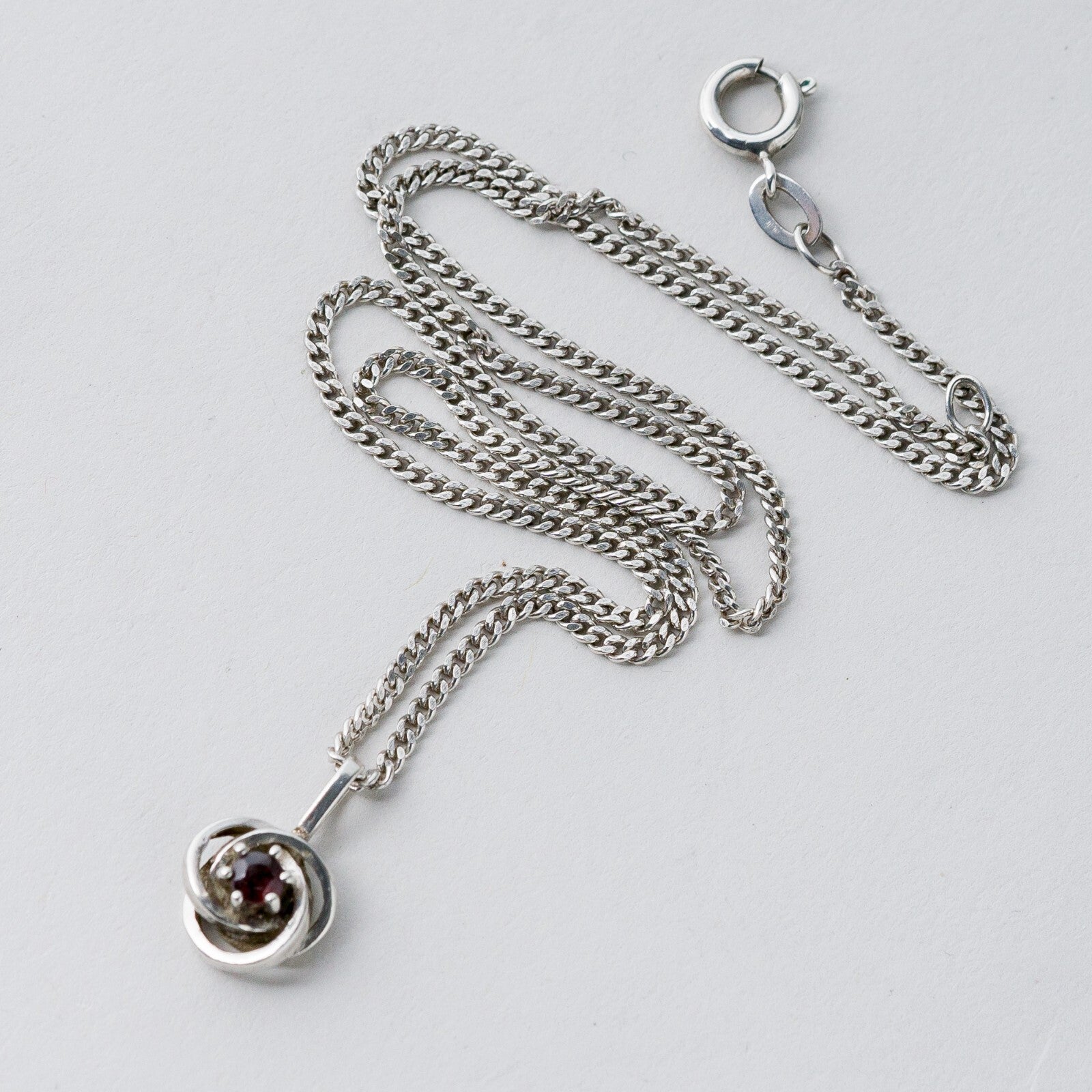 Silber Panzerkette 40 cm 835 Roter Stein 4,66 g1