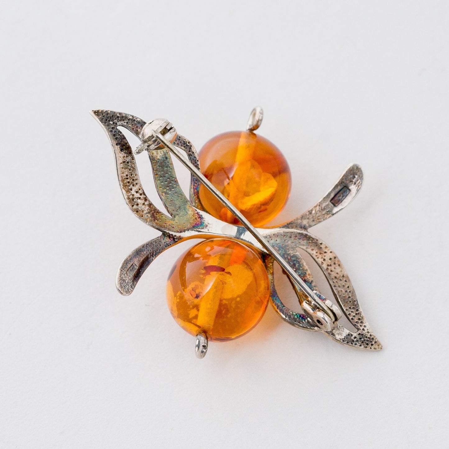 Silber Brosche Spange 925 Bernstein 6,35 g1