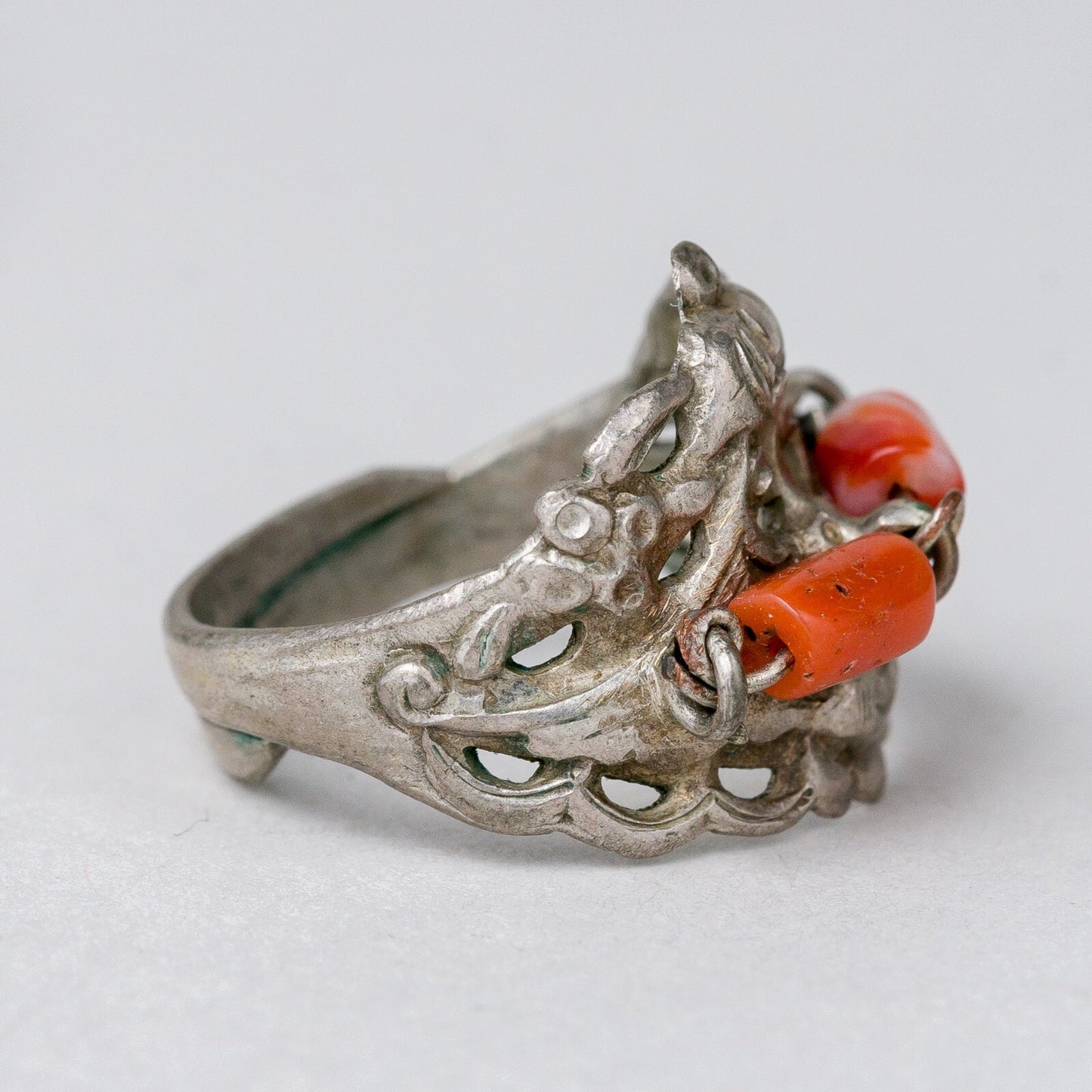 Silber Ring Roter Stein Größe flexibel ca. 55 3,75 g4