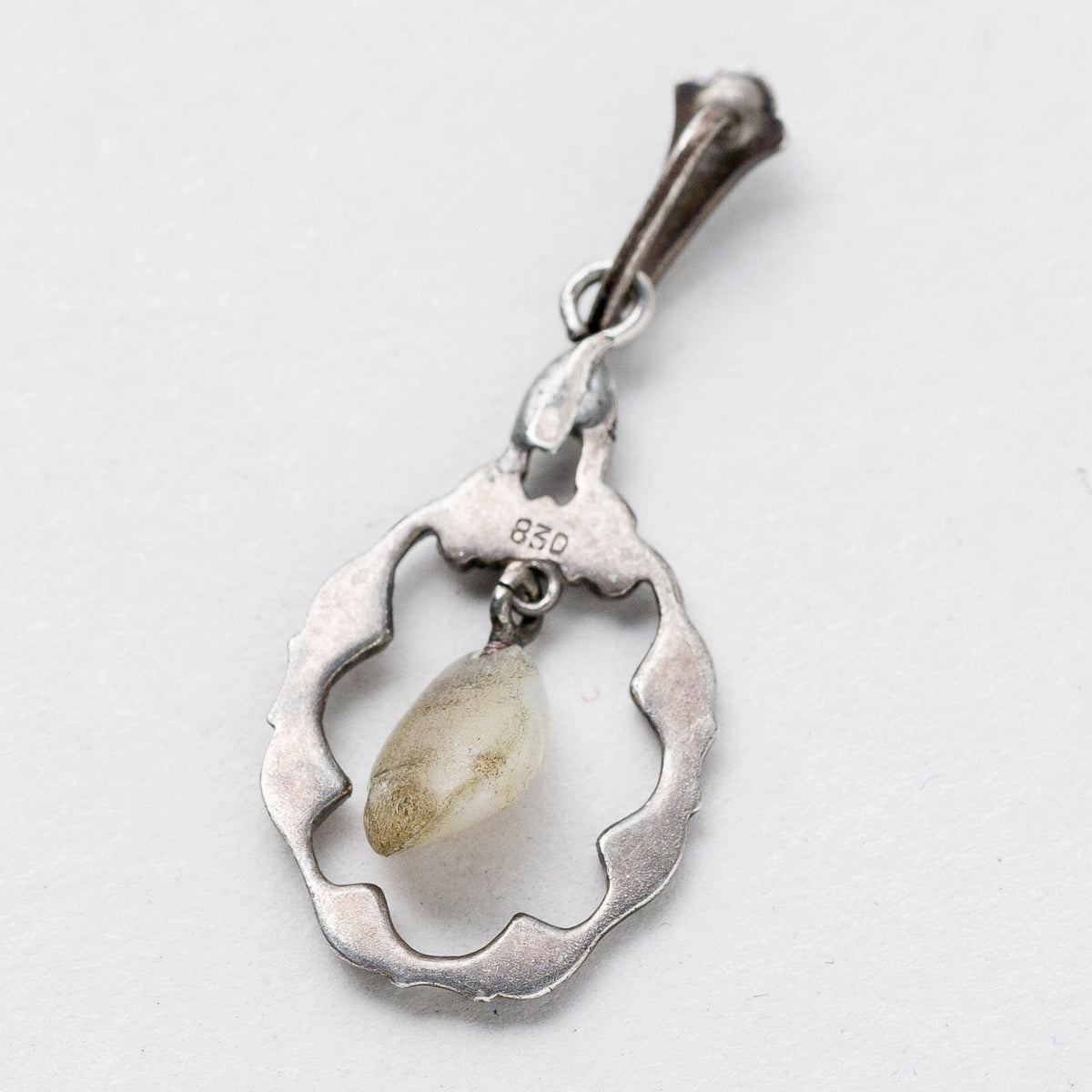 Anhänger 830 Silber Perle Graue Steine 3,4 cm 1,59 g3