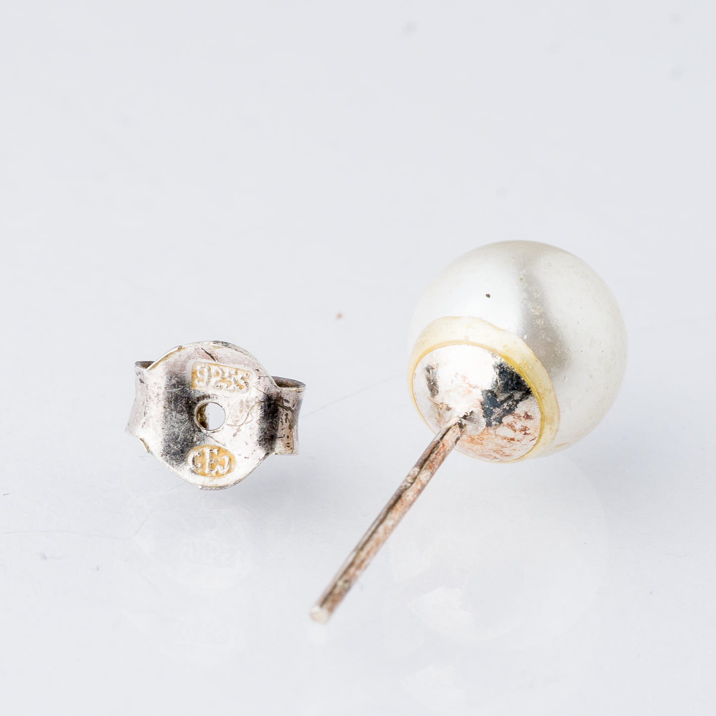 Einzelner Ohrring Ohrstecker Perle Silber 0,55 g5