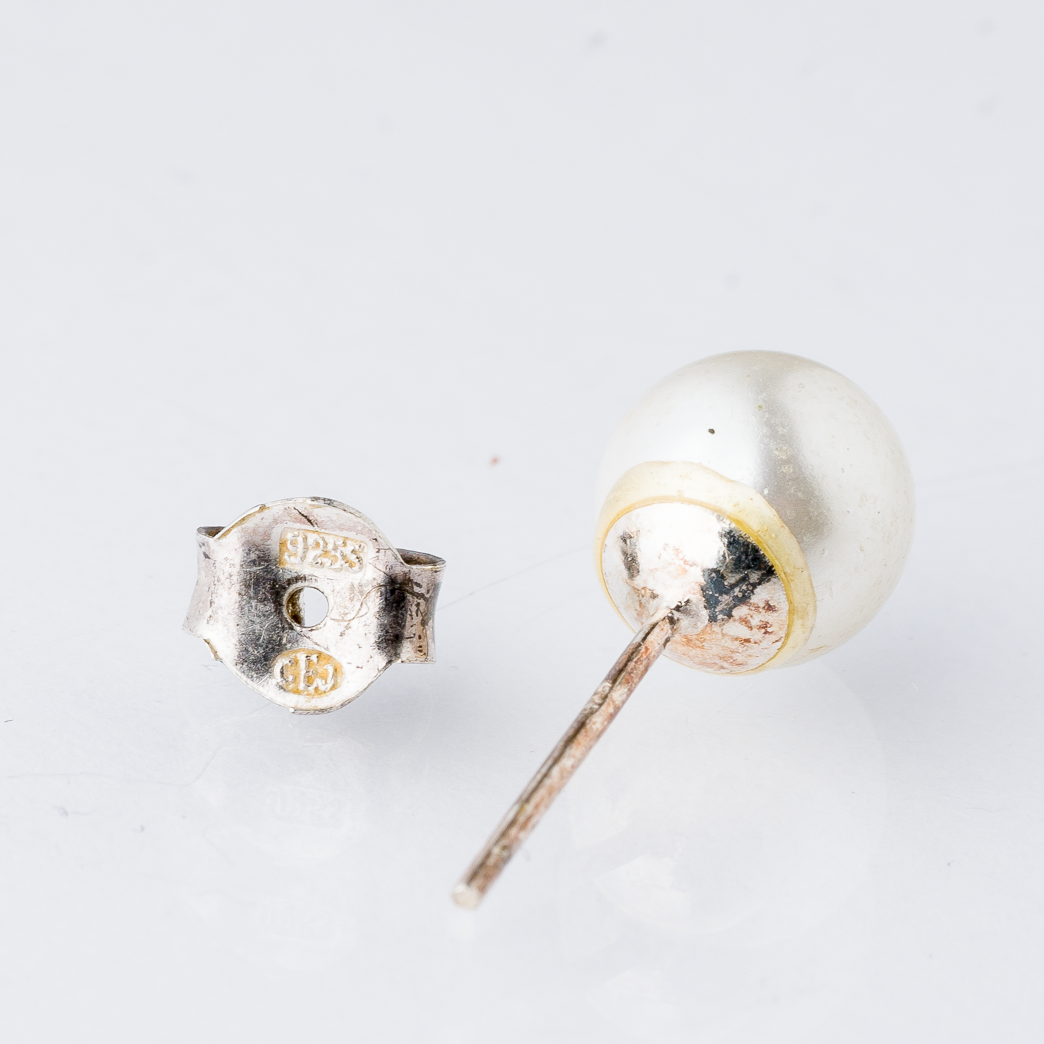 Einzelner Ohrring Ohrstecker Perle Silber 0,55 g5