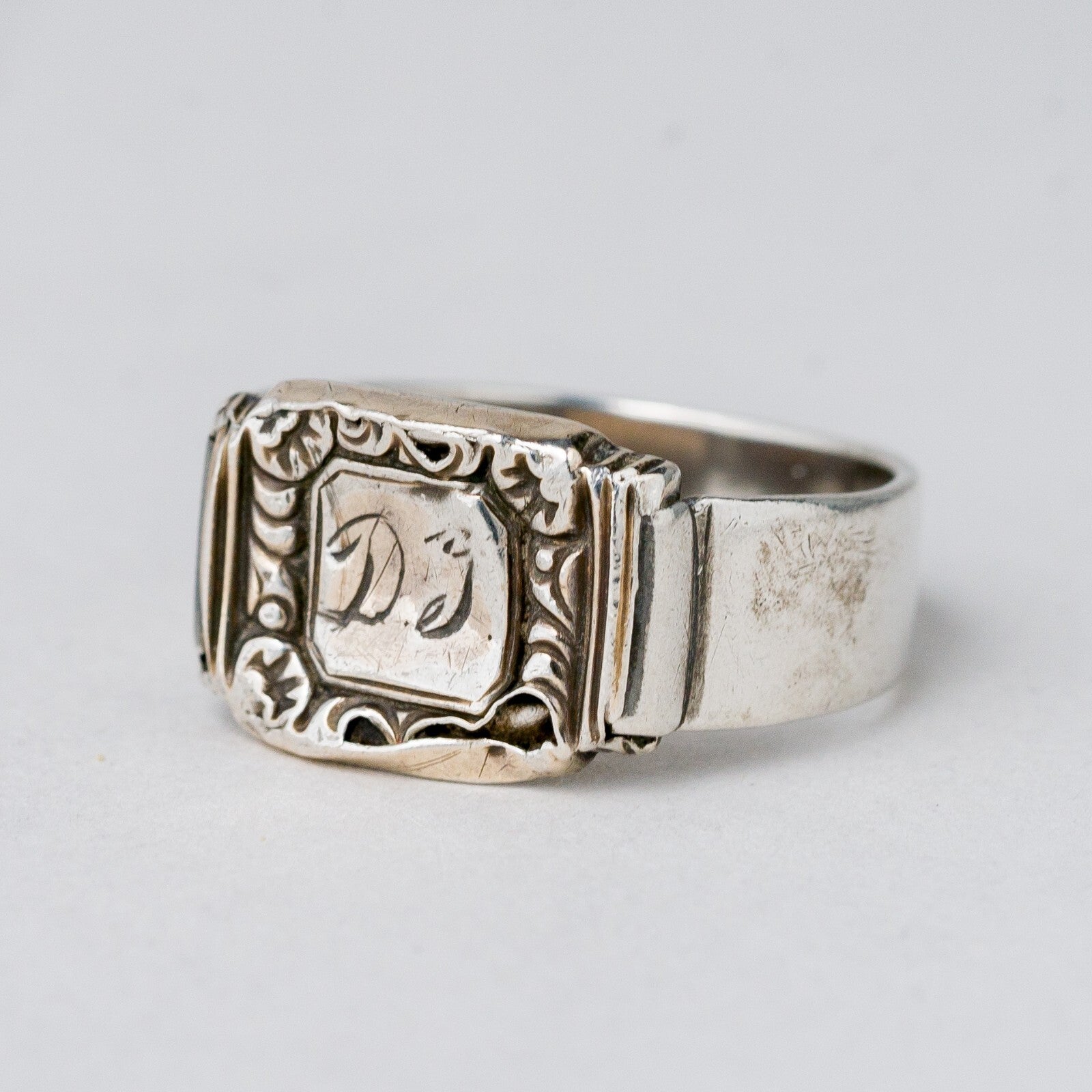 Silber Ring Monogramm"DJ" Größe 56 (17,8 mm Ø) 3,4 g0