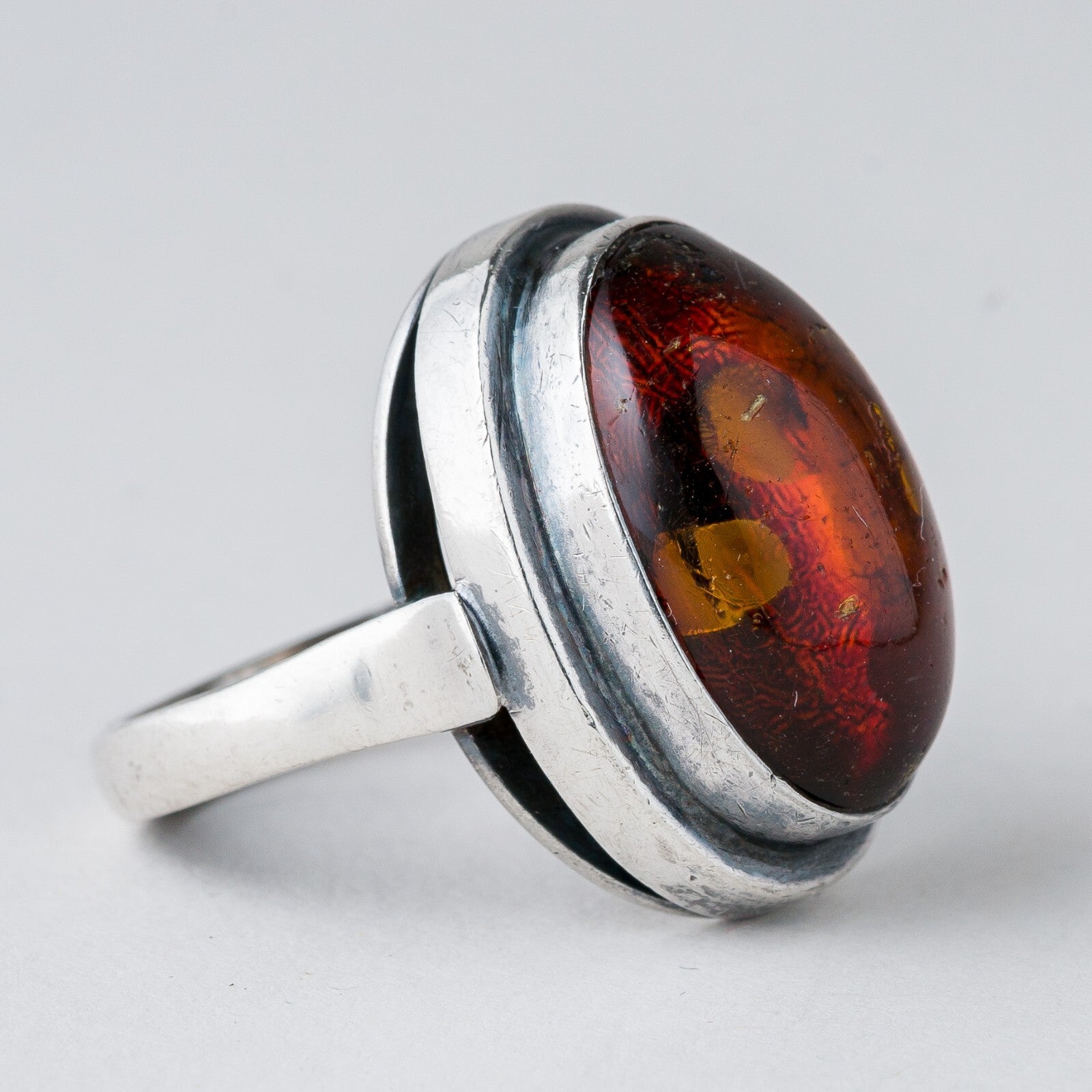 Silber Ring 835 Bernstein Größe 53 (16,8 mm Ø) 6,37 g1