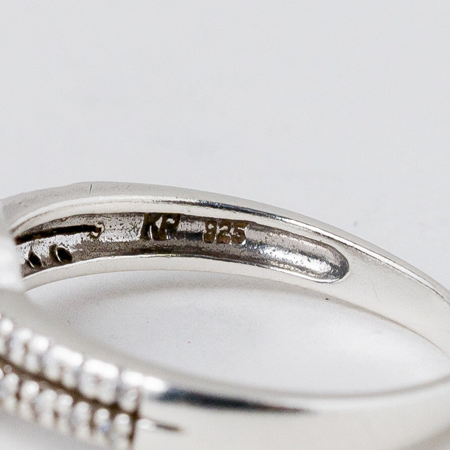 Silber Ring 925 Steinbesatz Größe 62 (19,7 mm Ø) 3,96 g7