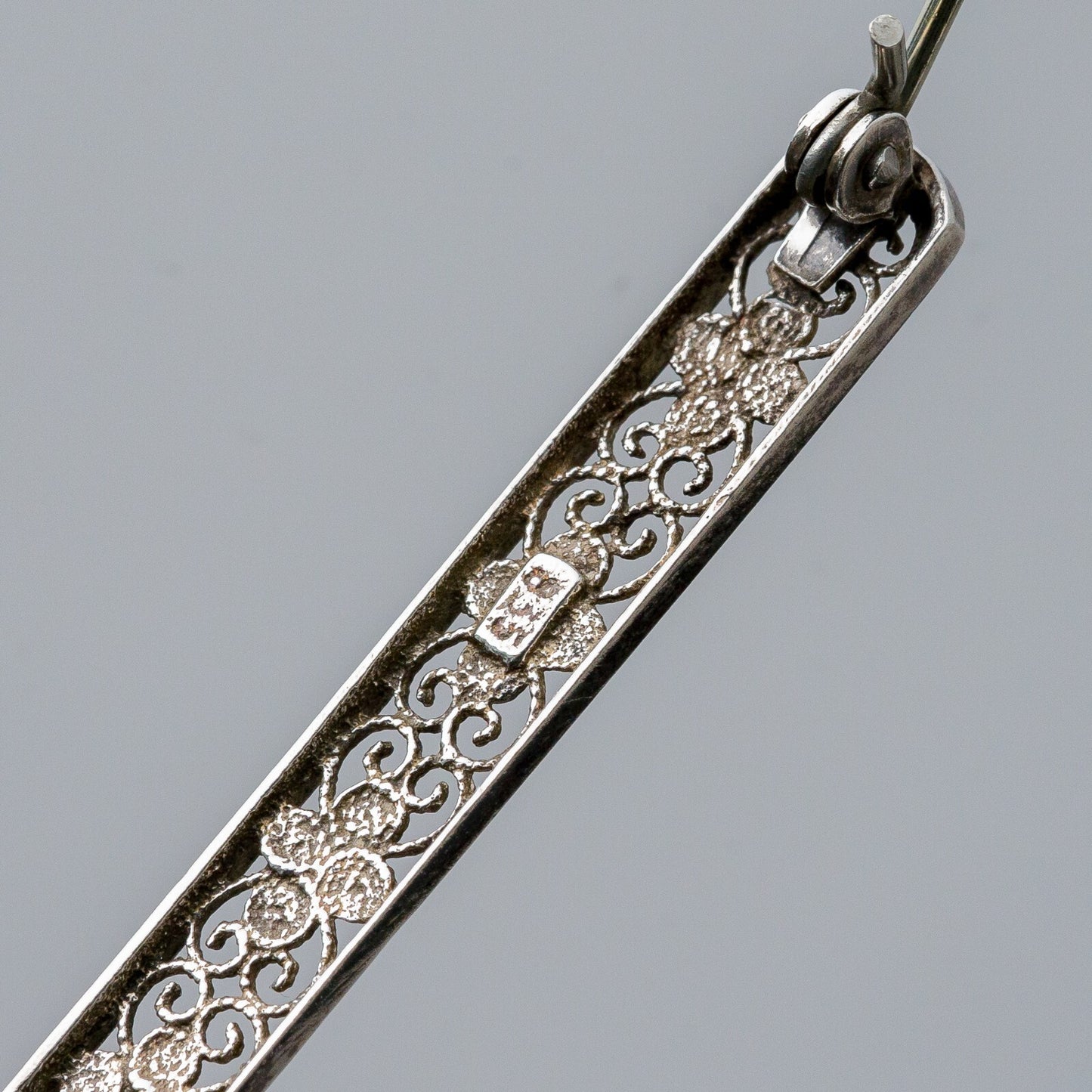 Silber Brosche Spange 835 Floral Filigran 2 g2