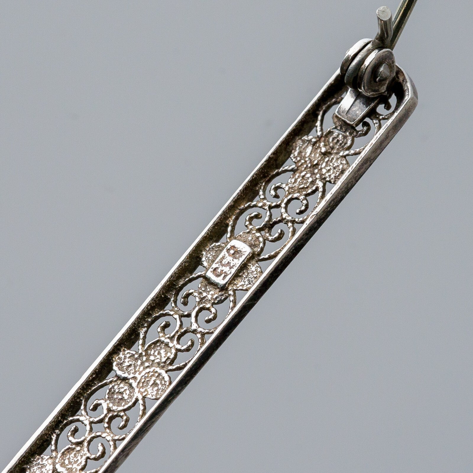 Silber Brosche Spange 835 Floral Filigran 2 g2