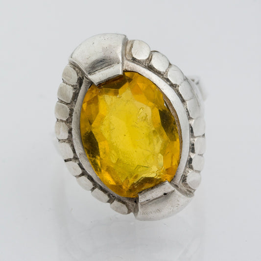 Silberring Gelber Stein 5,55 g Größe 51 (16,2 mm Ø)0