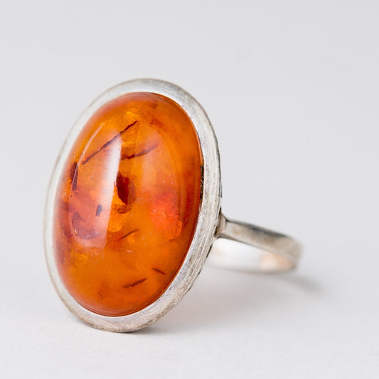 Ring Bernstein 3,18 g 835er Silber Größe 55 (17,5 mm Ø)0