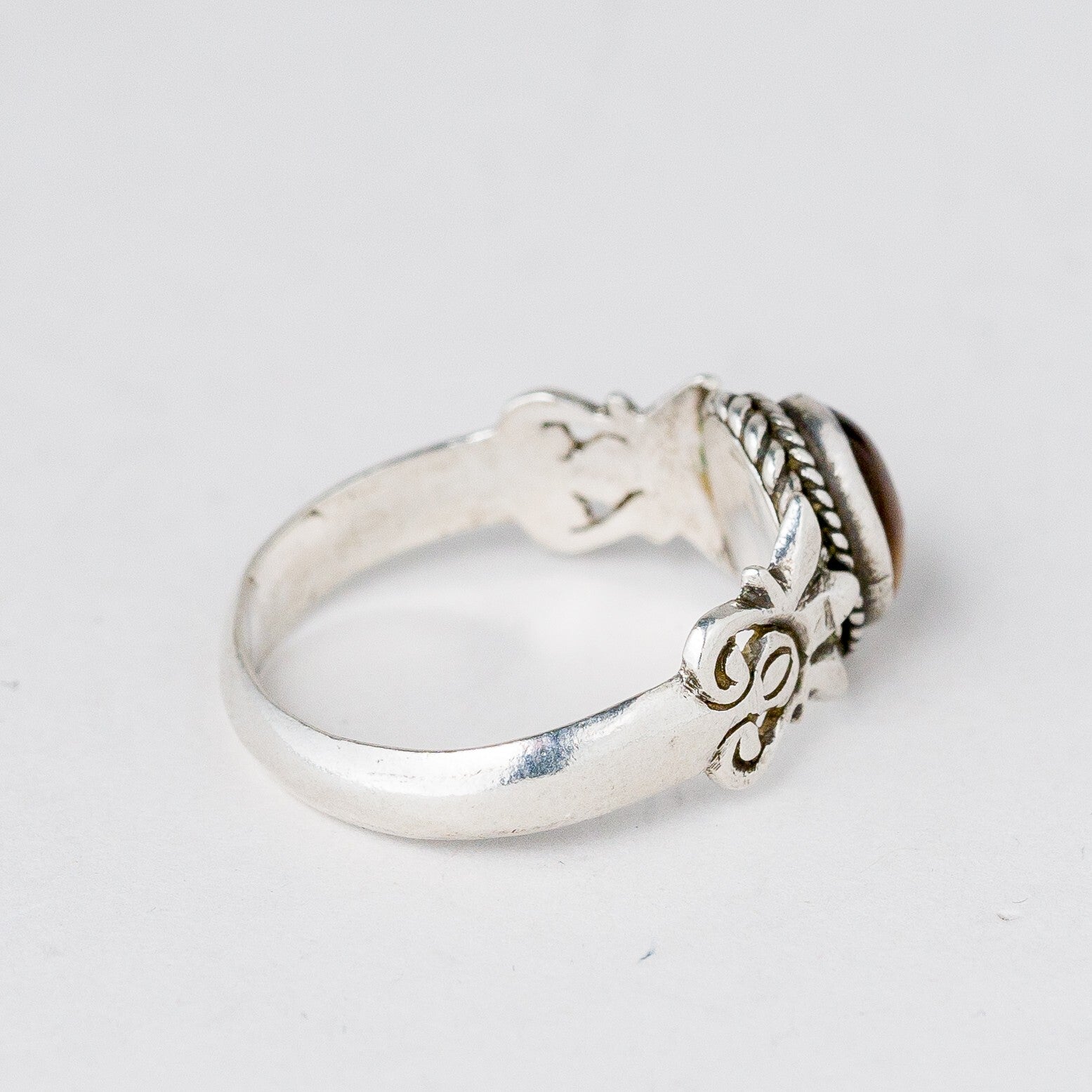 Silber Ring 56 (17,8 mm Ø) 925 Brauner Stein 2,51 g4