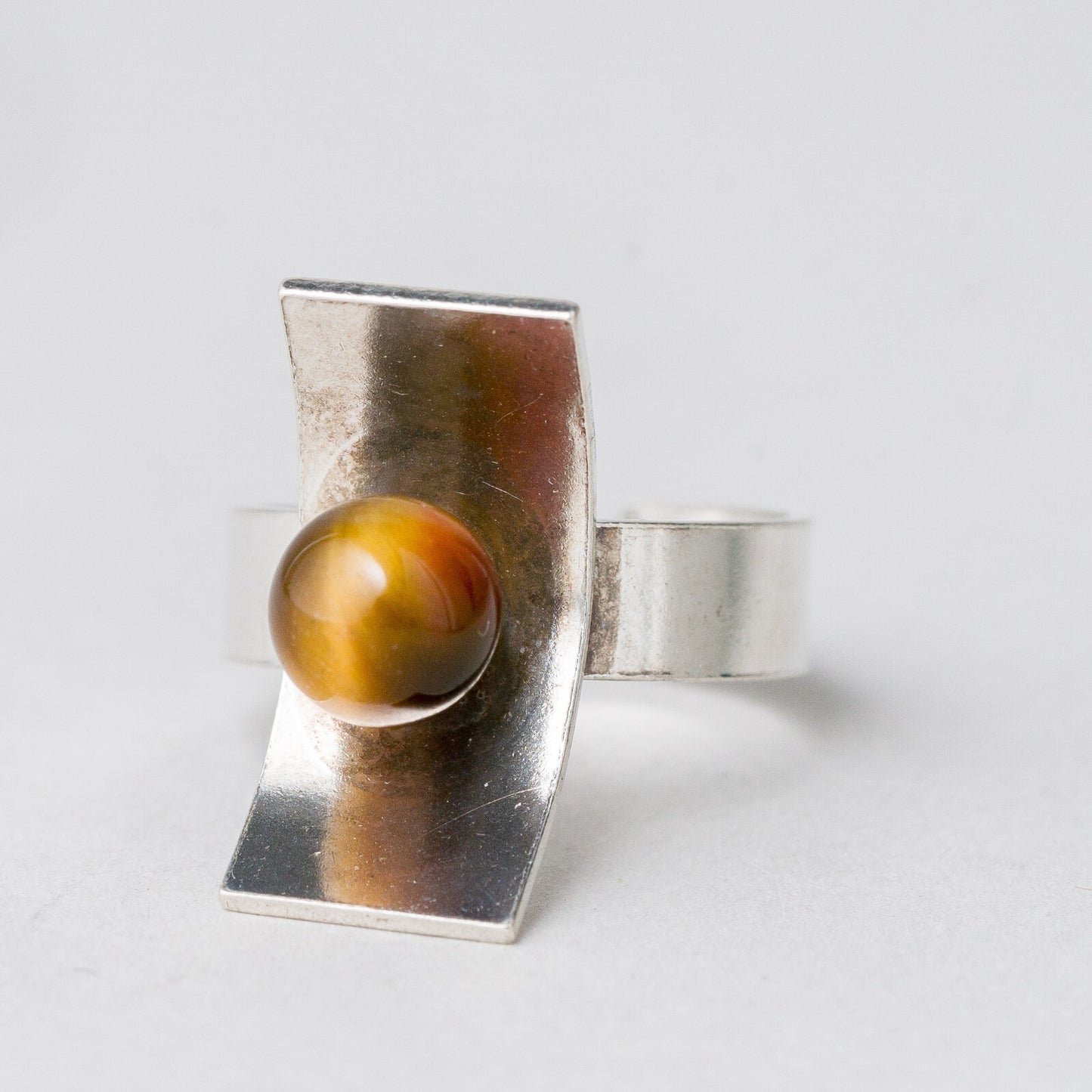 Silber Ring 835 Tigerauge Größe flexibel ca. 53 4,61 g1