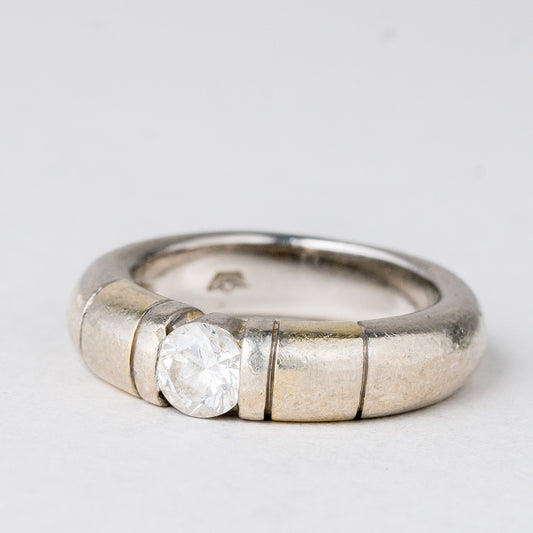 Ring Weißer Stein 7,42 g 925er Silber Größe 51 (16,2 mm Ø)0