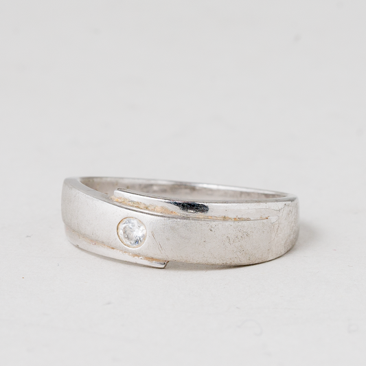 Ring Weißer Stein 925er Silber 3,68 g Größe 60 (19,1 mm Ø)0