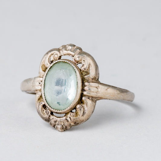 Ring Blauer Stein 1,92 g 835er Silber Größe 53 (16,8 mm Ø)0
