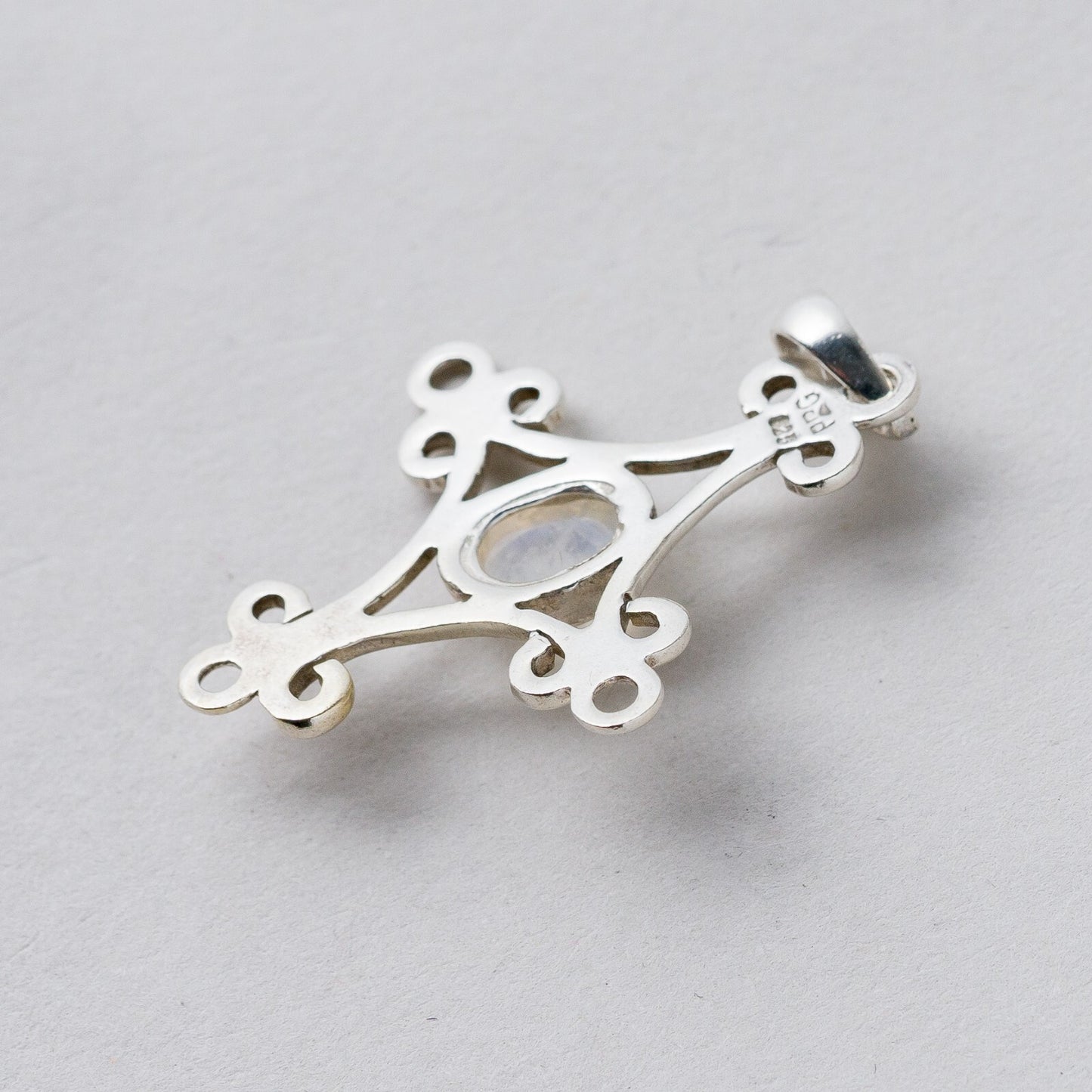Silber Anhänger Kettenanhänger 925 Mondstein 3,5 cm 2,26 g3