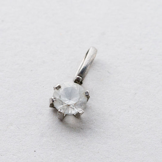 Anhänger 925 Silber Weißer Stein 1 cm 0,23 g0