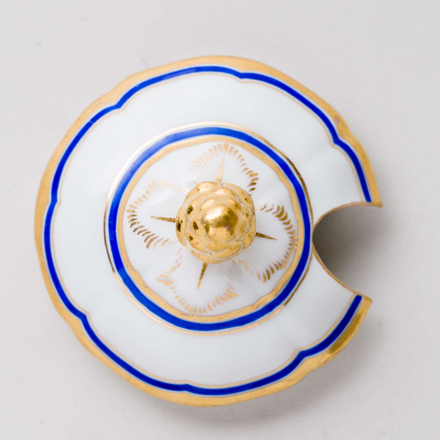 1 x Porzellan Deckel mit Aussparung für Löffel Gold Blau 6 cm3